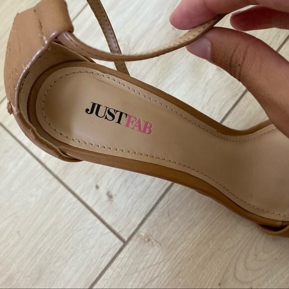 JustFab Shoes Heels Rosey Tan Light Brown Nude Ankle Strap Open Toe Neutral 8 - Picture 3 of 6